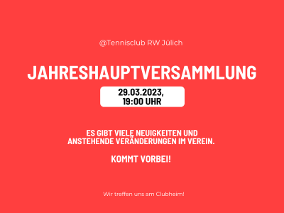 Jahreshauptversammlung - seid dabei!